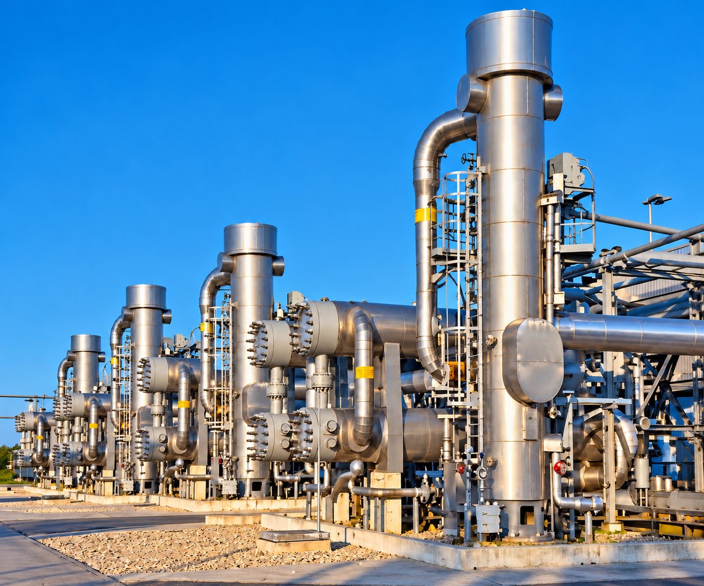 Compresores de gas natural en una estación de compresión de un gasoducto